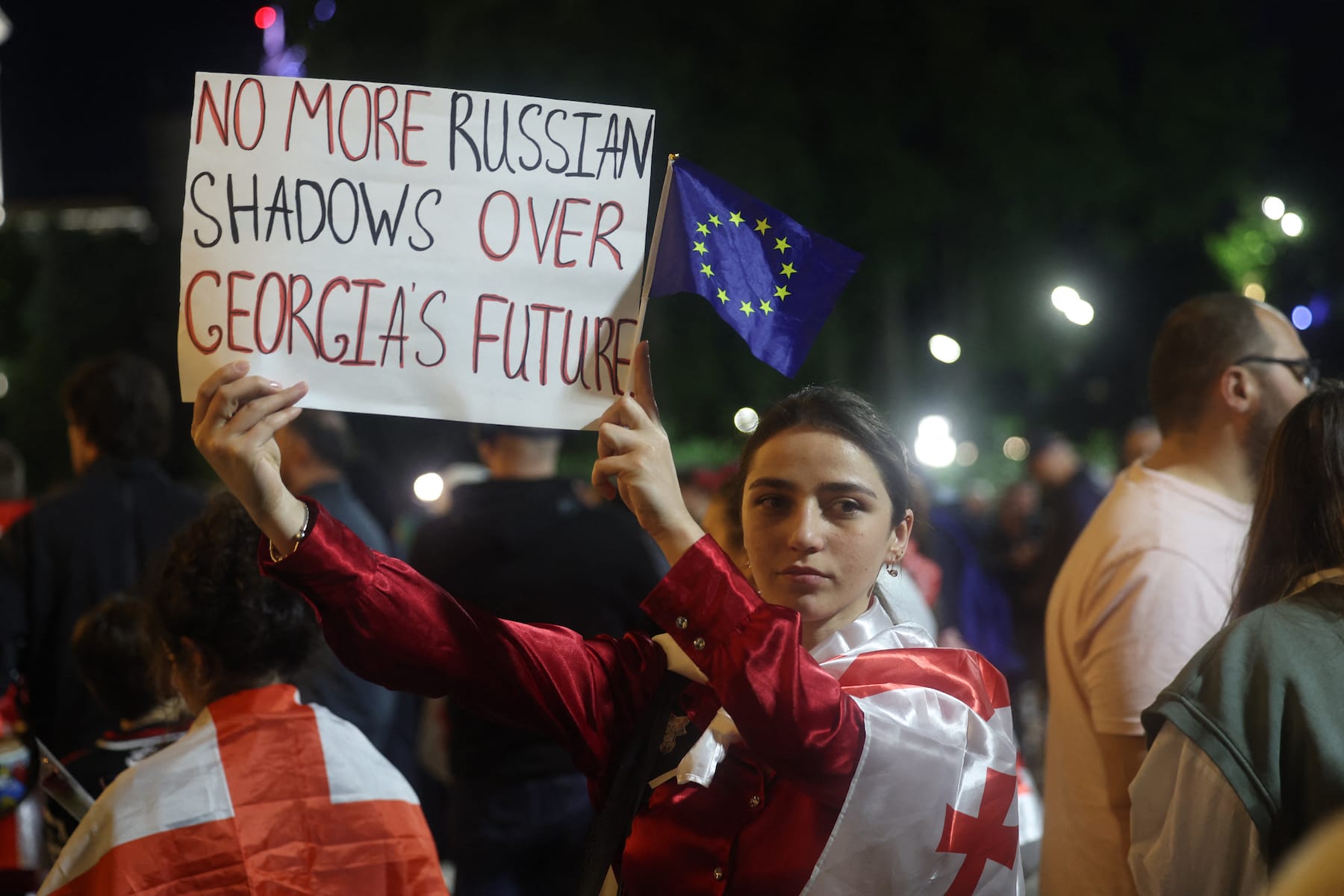 Young people in georgia protest against russia-like law