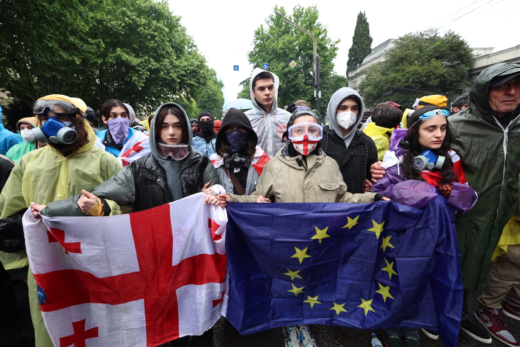 people in georgia hold huge protest against russia-like law