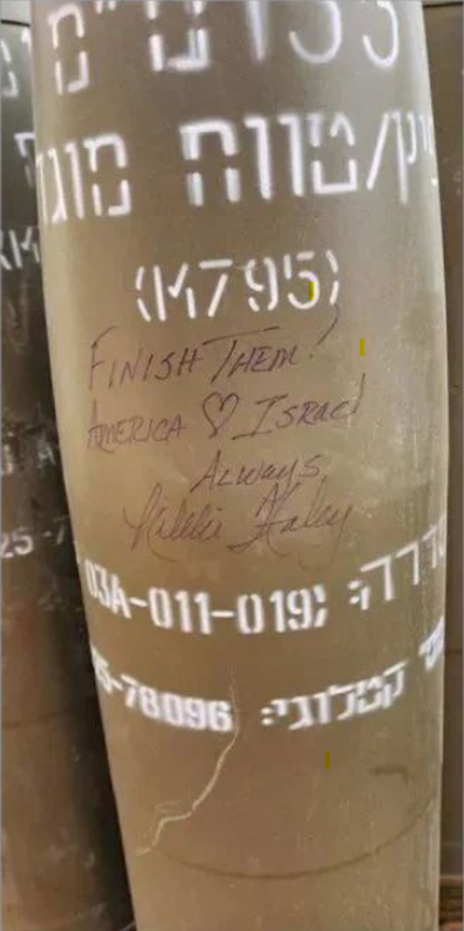 Nikki Haley writes finish them on bomb sent to gaza