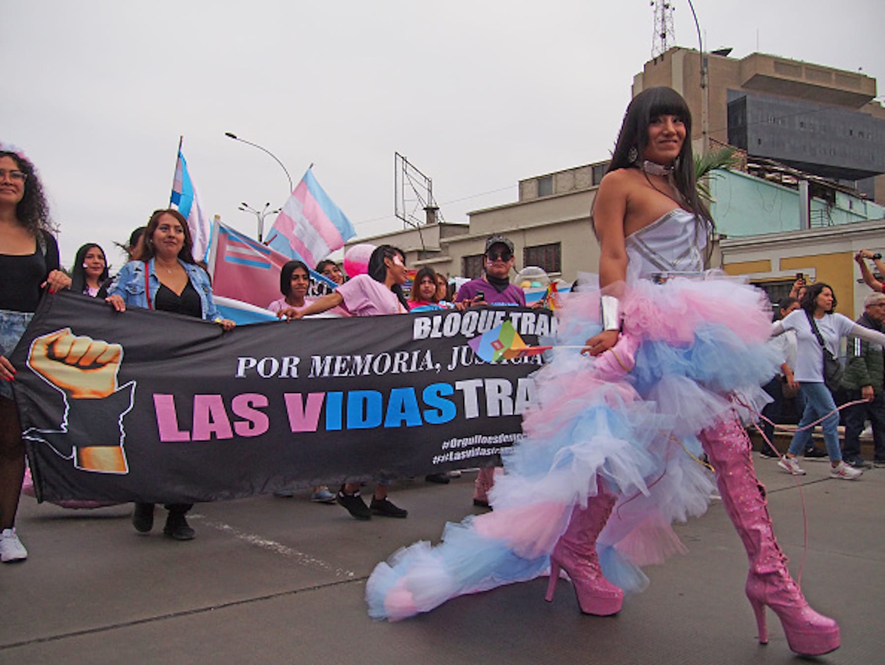 Trangender women marching in peru