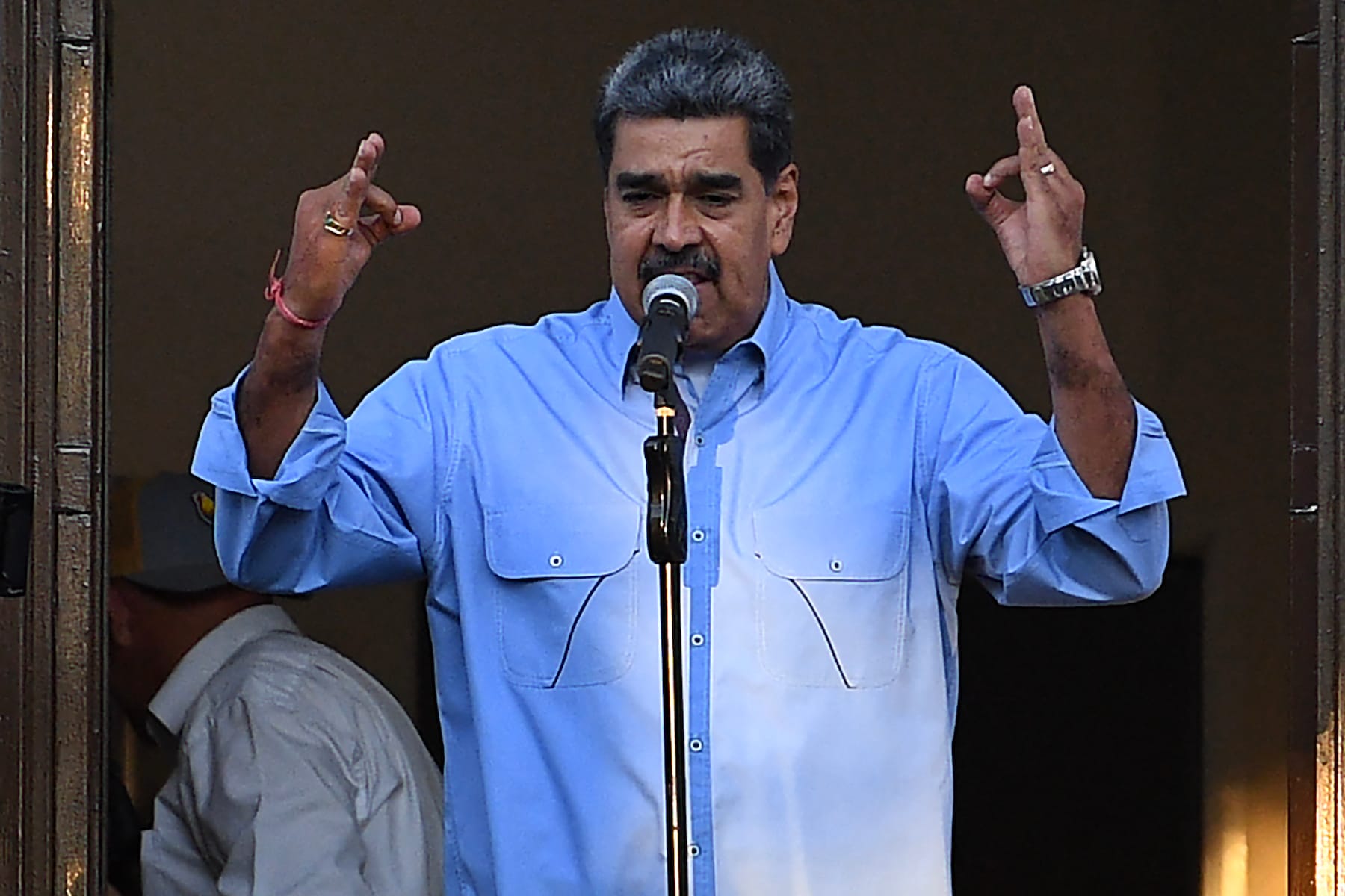 Venezuelan President Nicolas Maduro speaks during a rally 