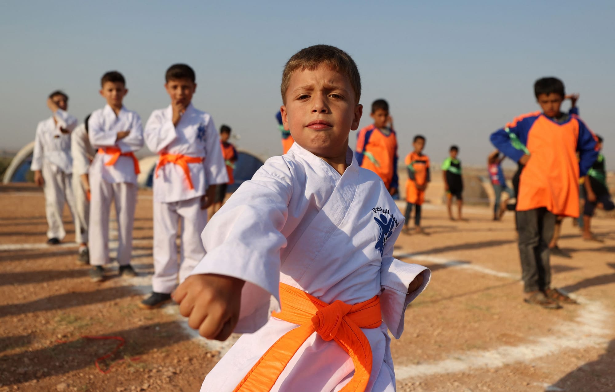 syrian children olympics tent idlib displaced