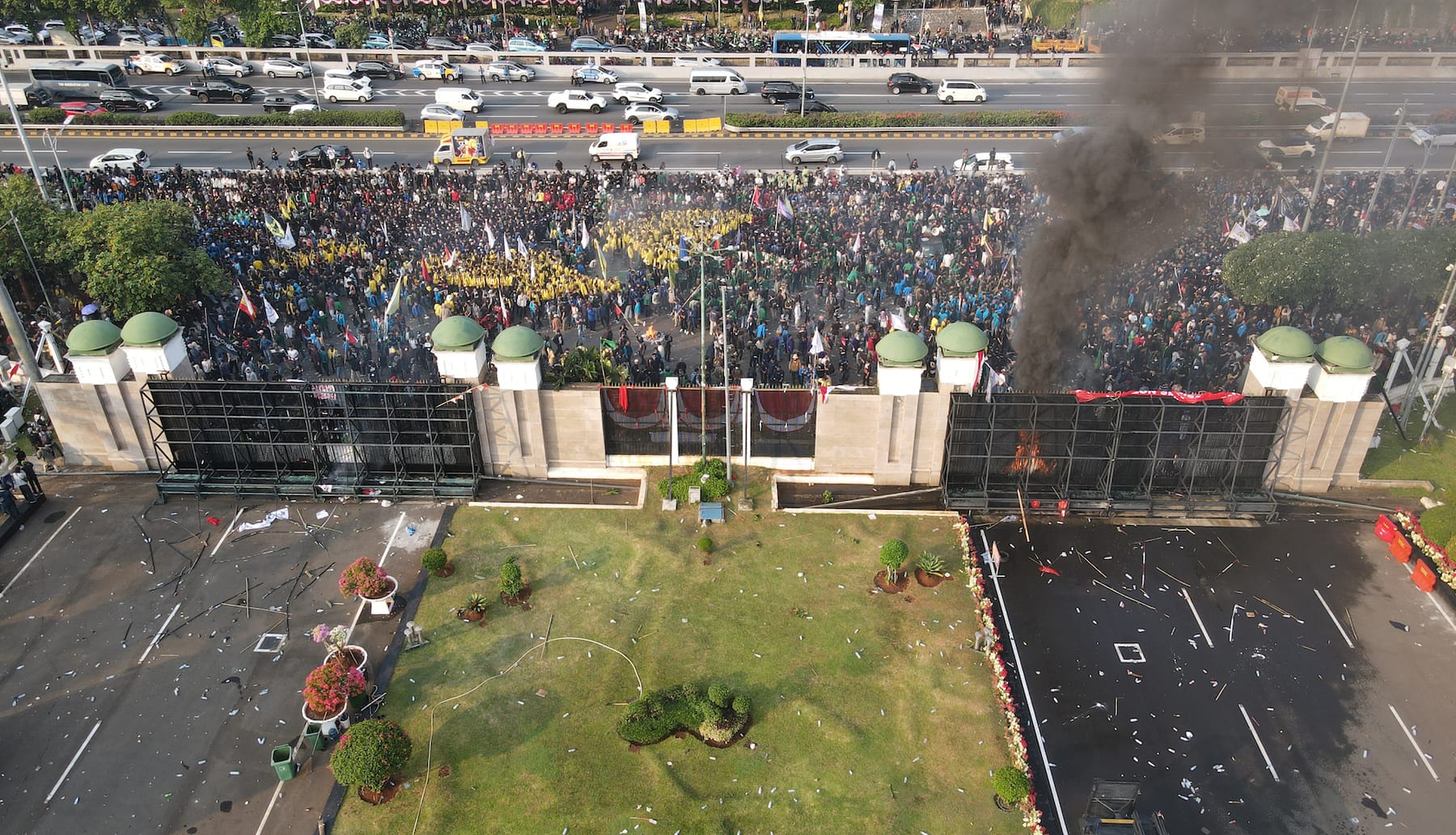 thousands of protesters demonstrating