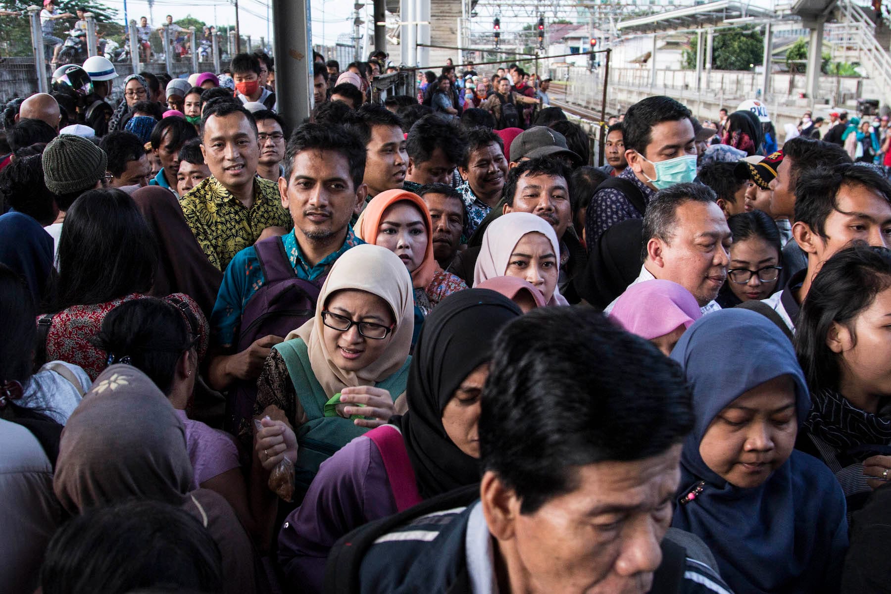 commuters on indonesia trains