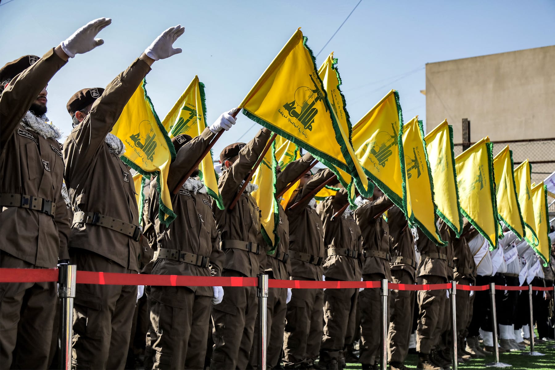 hezbollah members salute