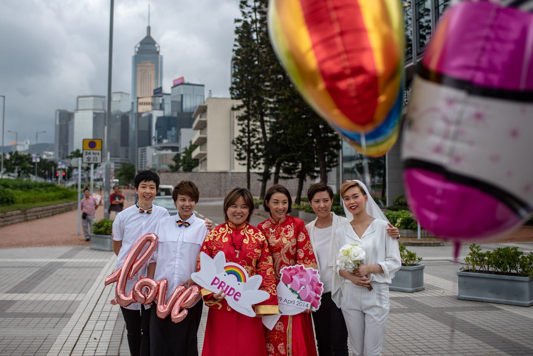 LGBTQ couples pose for phot in Hong Kong