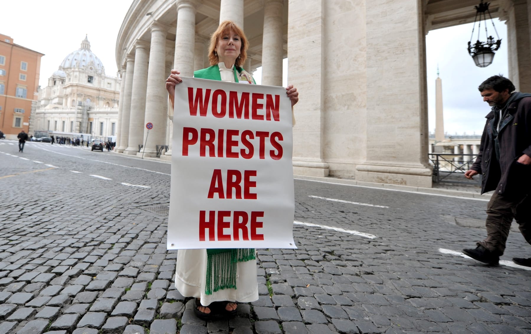 catholic women protest male conclave pink smoke