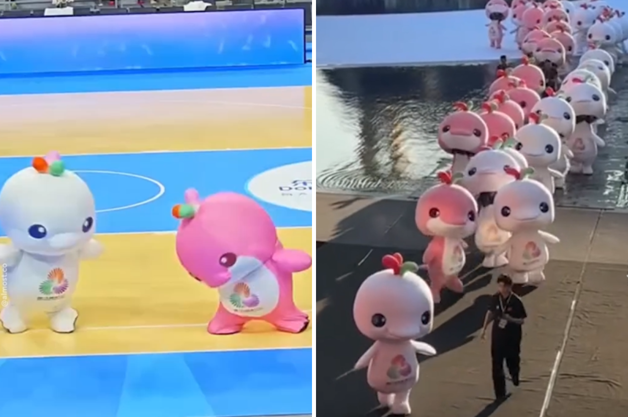 These Chinese White Dolphin Mascots Are So Chaotically Cute People Can’t Stop Watching Them