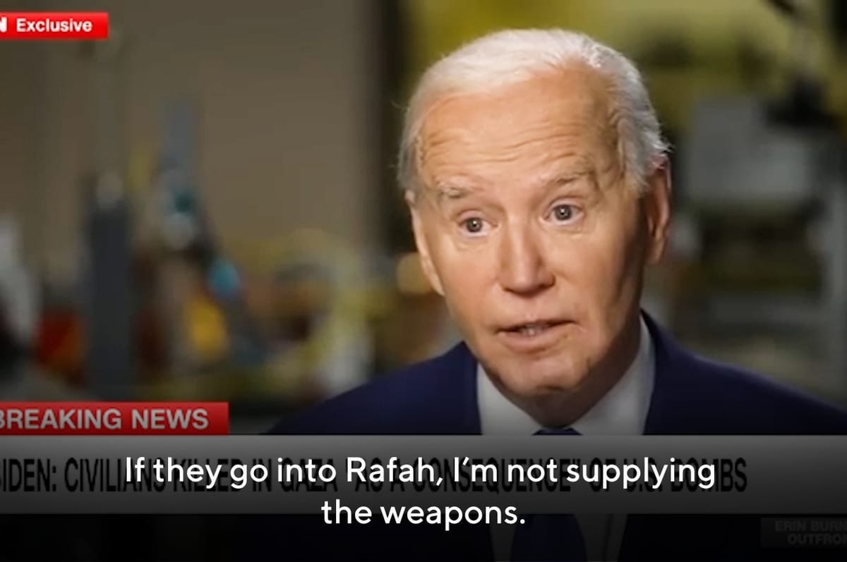 Biden Says The US Will Stop Supplying Some Weapons To Israel Over Rafah But Israel Hasn’t Crossed His Red Line