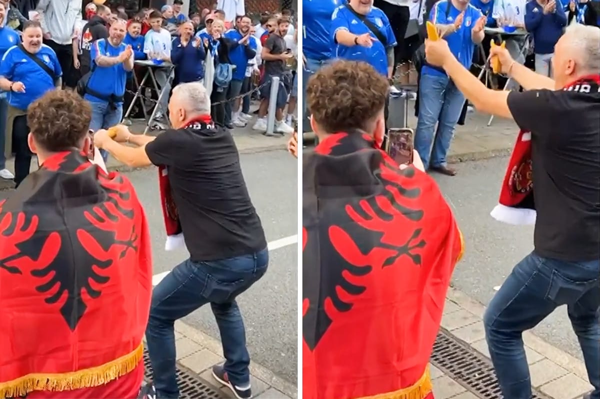 Albanian Football Fans Snapped Spaghetti In Front Of Italian Fans To Taunt Them Before Their Euros Match