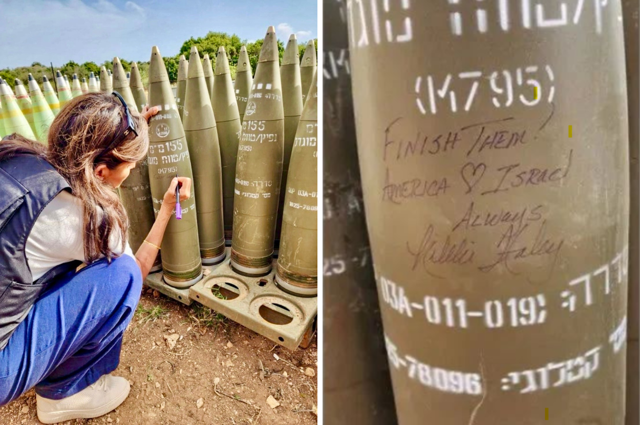 US Republican Politician Nikki Haley Visited Israel And Wrote "Finish Them!" On Israeli Bombs Destined For Gaza