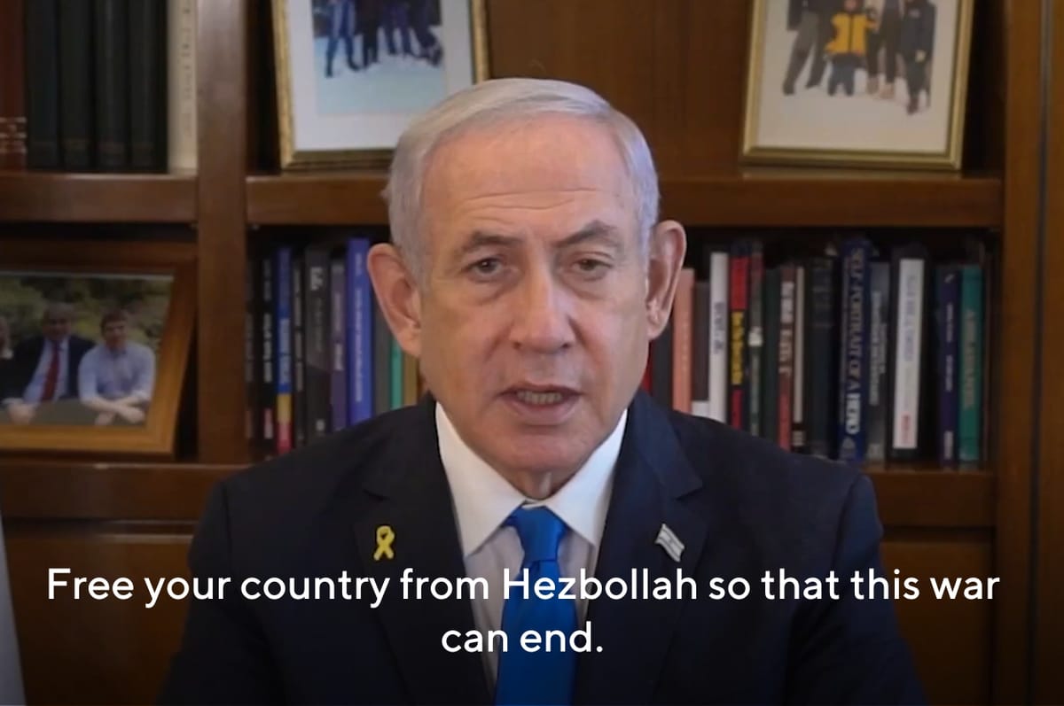 Netanyahu Told People In Lebanon To “Free” Themselves From Hezbollah Or Face “Destruction Like In Gaza”