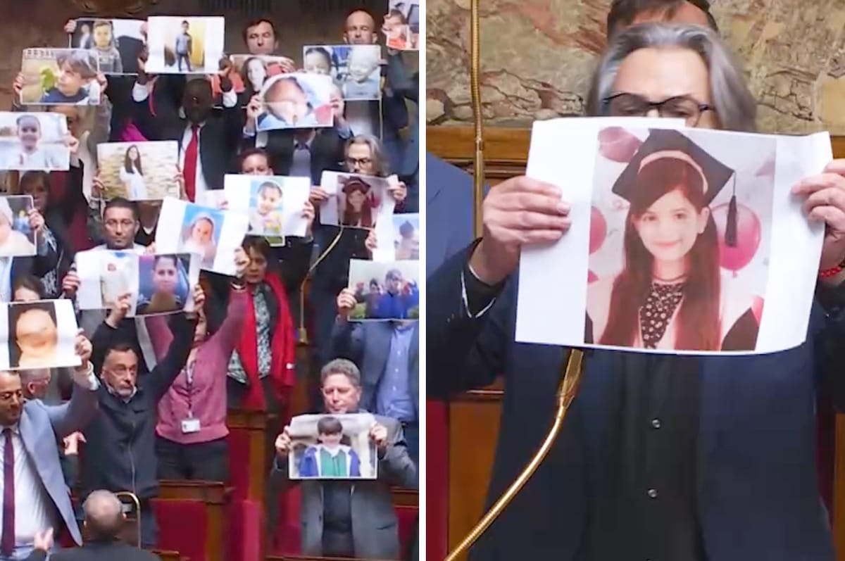 French Lawmakers Held Up Posters Of Children Killed In Gaza In Parliament To Protest France's Complicity