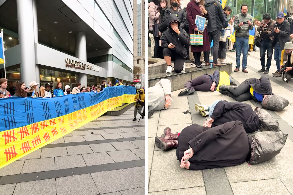 Dozens Of People In Taiwan Held A Protest To Mark Three Years Of Russia's Invasion Of Ukraine