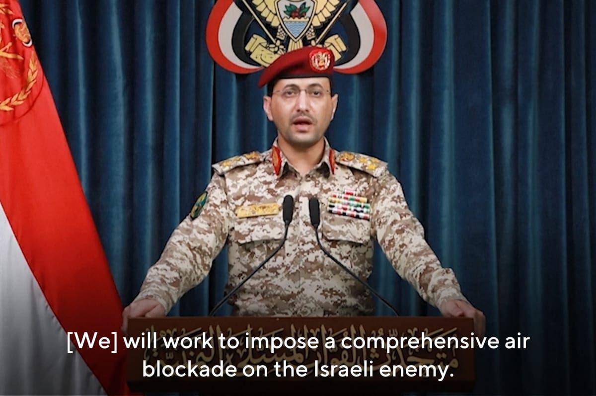 Yemen’s Houthi Rebels Announced It Will Also Impose An Air Blockade On Israel To Stand With Gaza