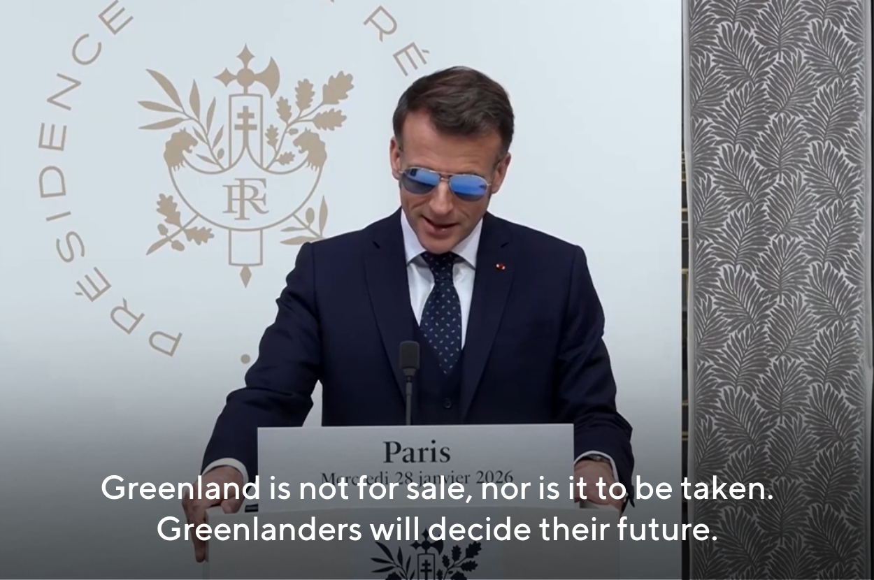 macron speak greenlandic danish support greenland