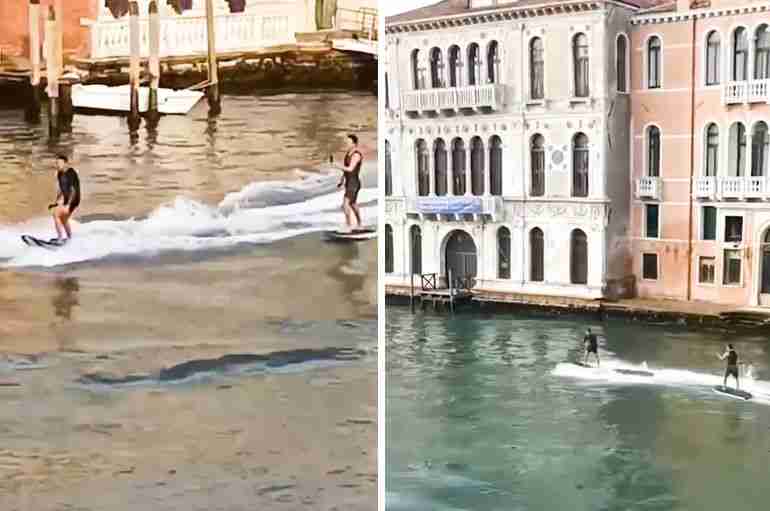 These Two Guys Who Illegally Surfed Down Venice’s Canals Have Been Caught And Fined