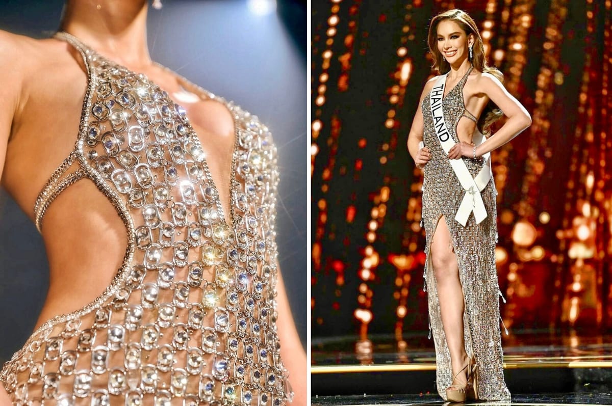 Miss Universe Thailand Wore A Dress Made Of Used Soda Can Tabs As A Tribute To Her Garbage Collector Parents