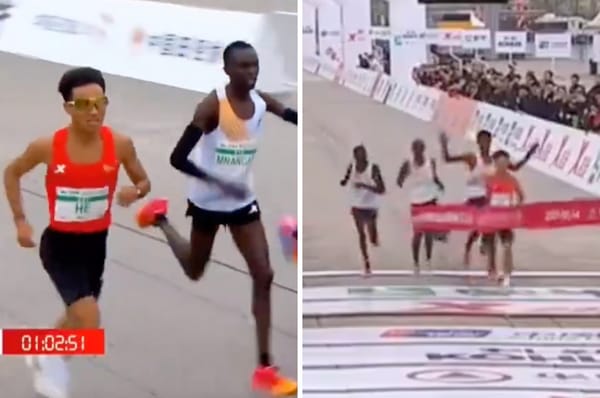 china marathon he jie african runners staged controversy
