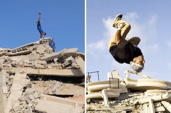 gaza teens parkour rubble israel genocide