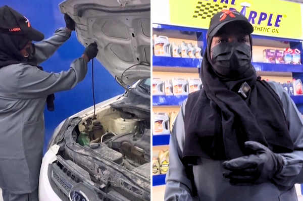 asawar mustafa sudanese woman flee war oil change garage work