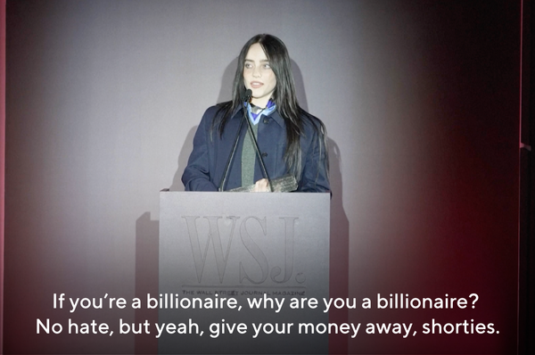 billie eilish billionaires donate speech