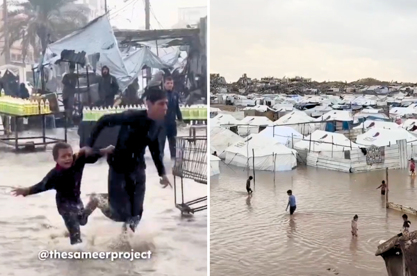 gaza winter rain flooding tents