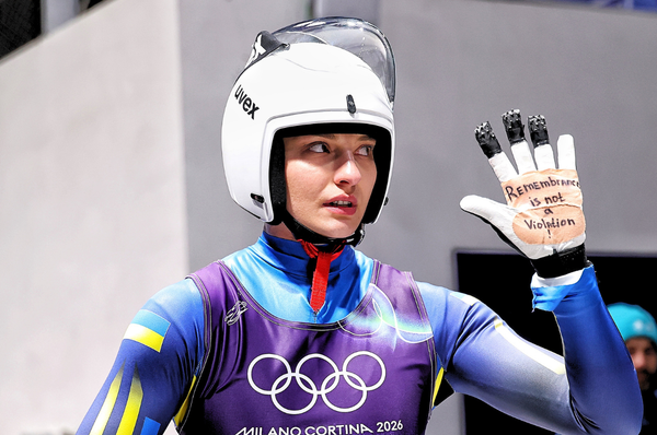olena smaha ukraine milan olympics remembrance violation helmet