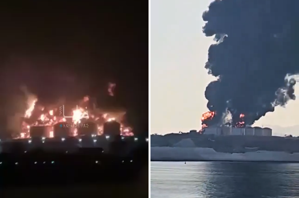 iran drones oman oil storage facilities struck fire us israel