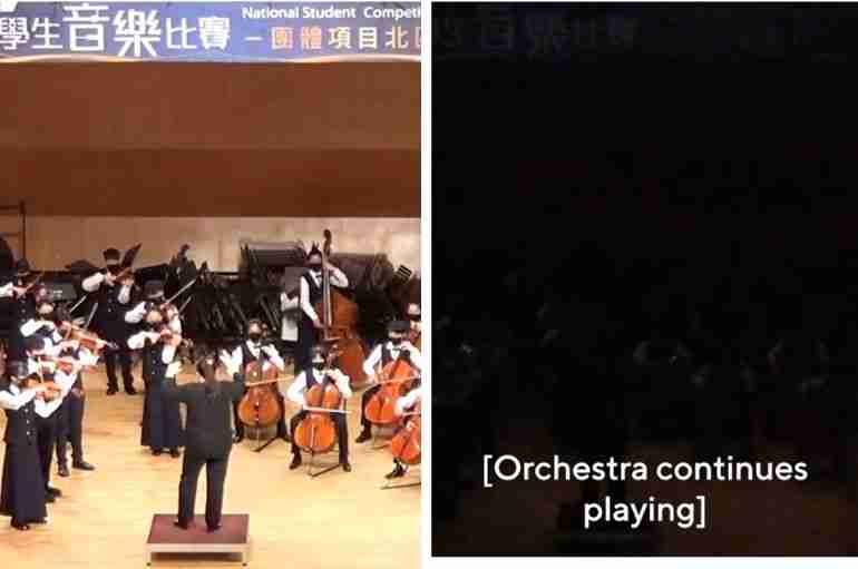 taiwan orchestra blackout keep playing