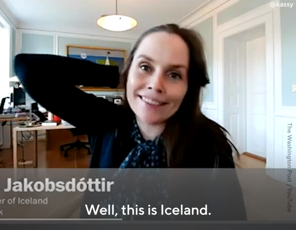iceland prime minister earthquake interview reaction