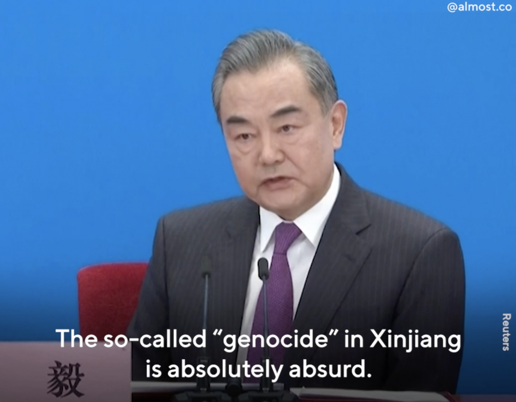 Wang Yi, the foreign minister of China, rejected Uighur genocide allegations and called the claims absurd during an annual press conference. 