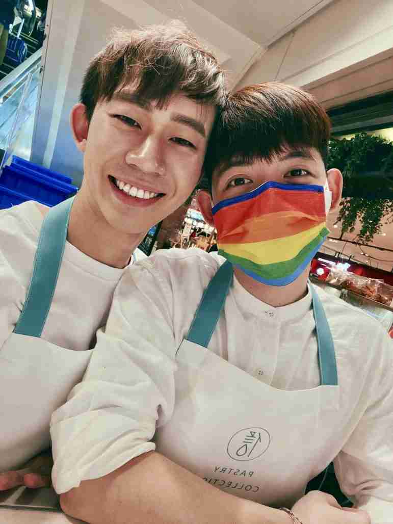 Taiwanese Ting Tse-yen‘s (L) and his Macau same sex partner Leong Chin-fai's (R) selfie.