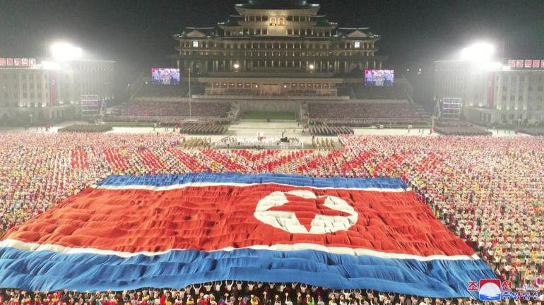 north korea military parade hazmat suits