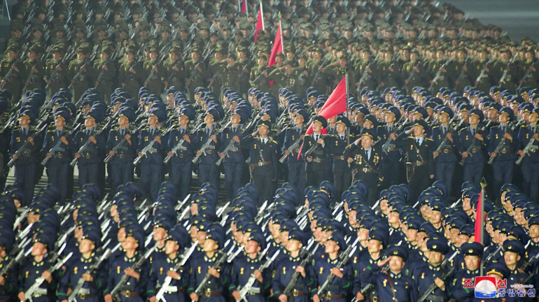 north korea military parade hazmat suits