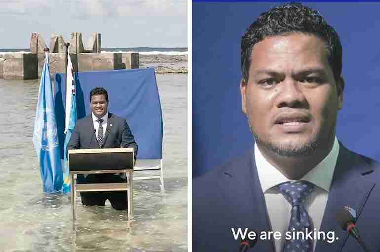 This Tuvalu Minister Gave A Powerful Speech About Climate Change Standing Knee-Deep In The Sea