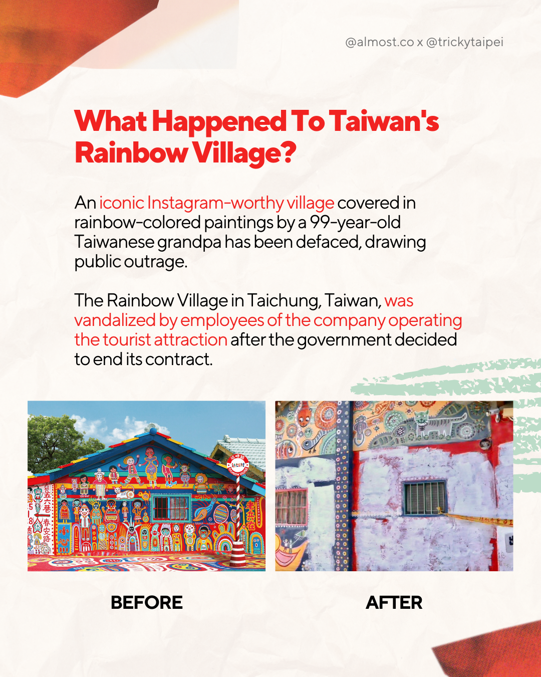 taiwan rainbow village defaced taichung