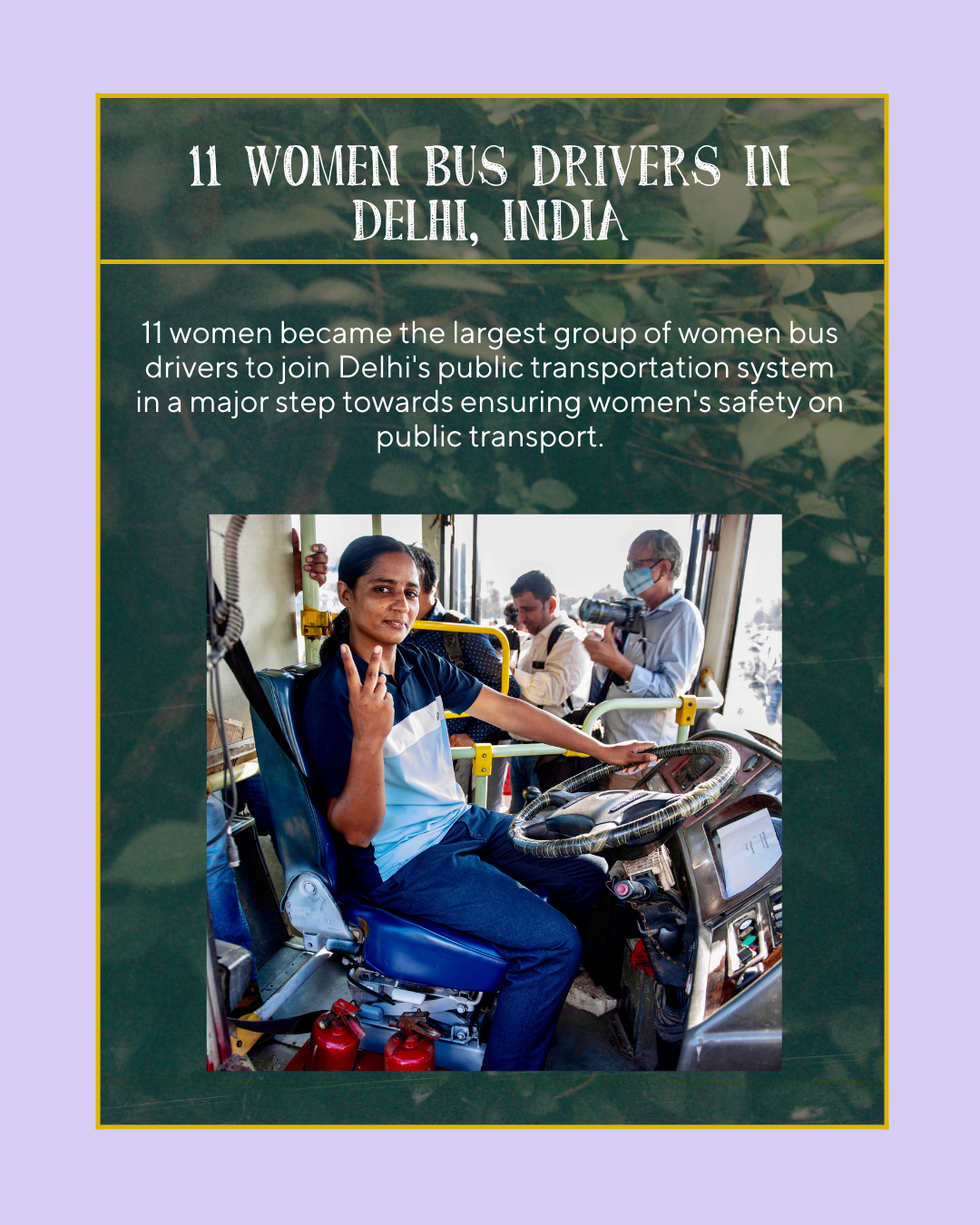 11 women bus drivers in Delhi, India