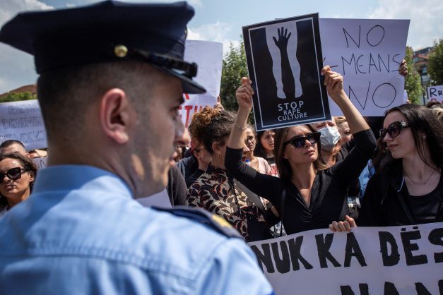 kosovo 11 year old girl gang rape pristina protest