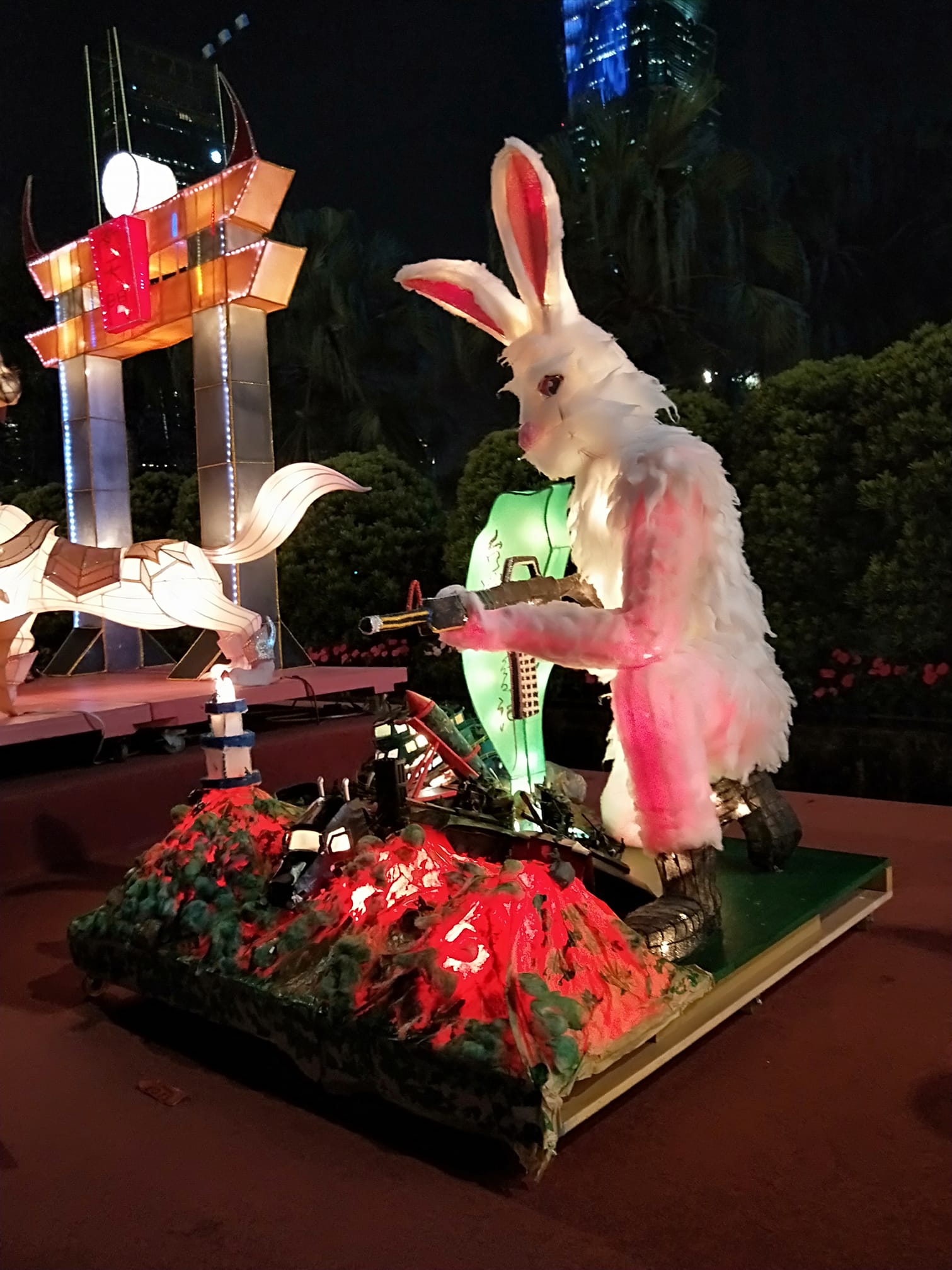 A macho killer rabbit lantern has been spotted at the lantern festival in taipei