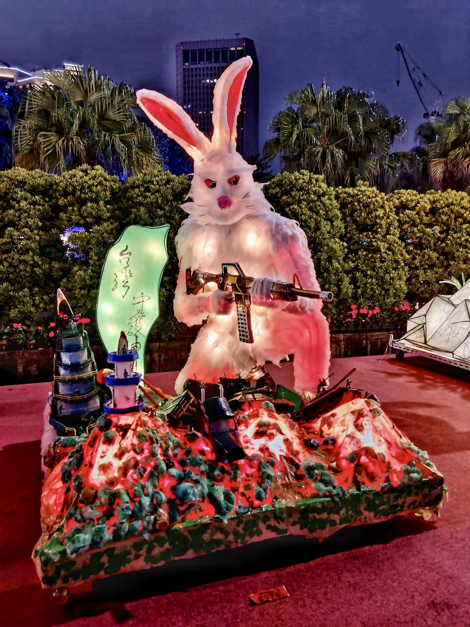 A macho killer rabbit lantern has been spotted at the lantern festival in taipei