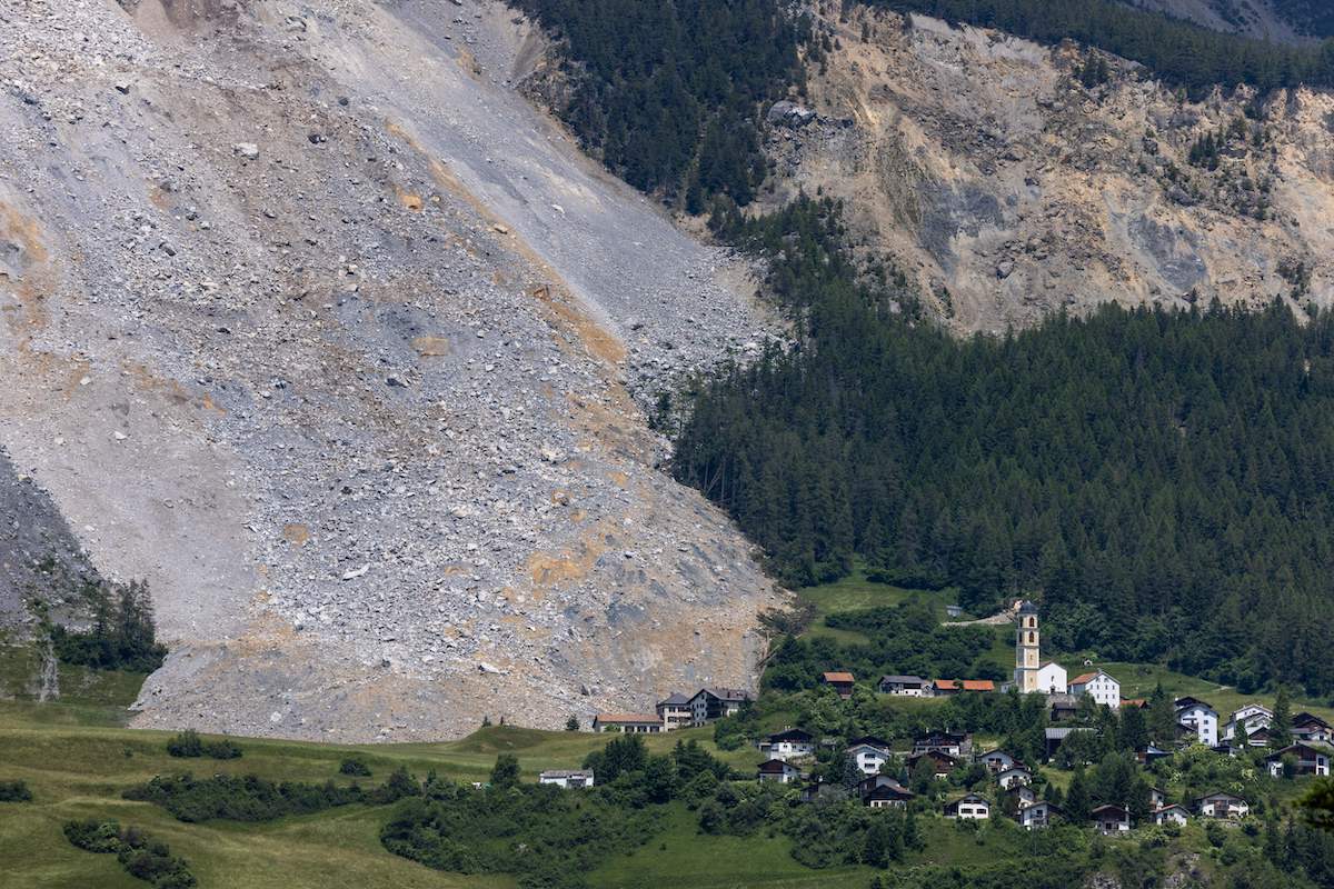 A Huge Rockfall In Switzerland Has Stopped Just Centimeters Away From A Tiny Village