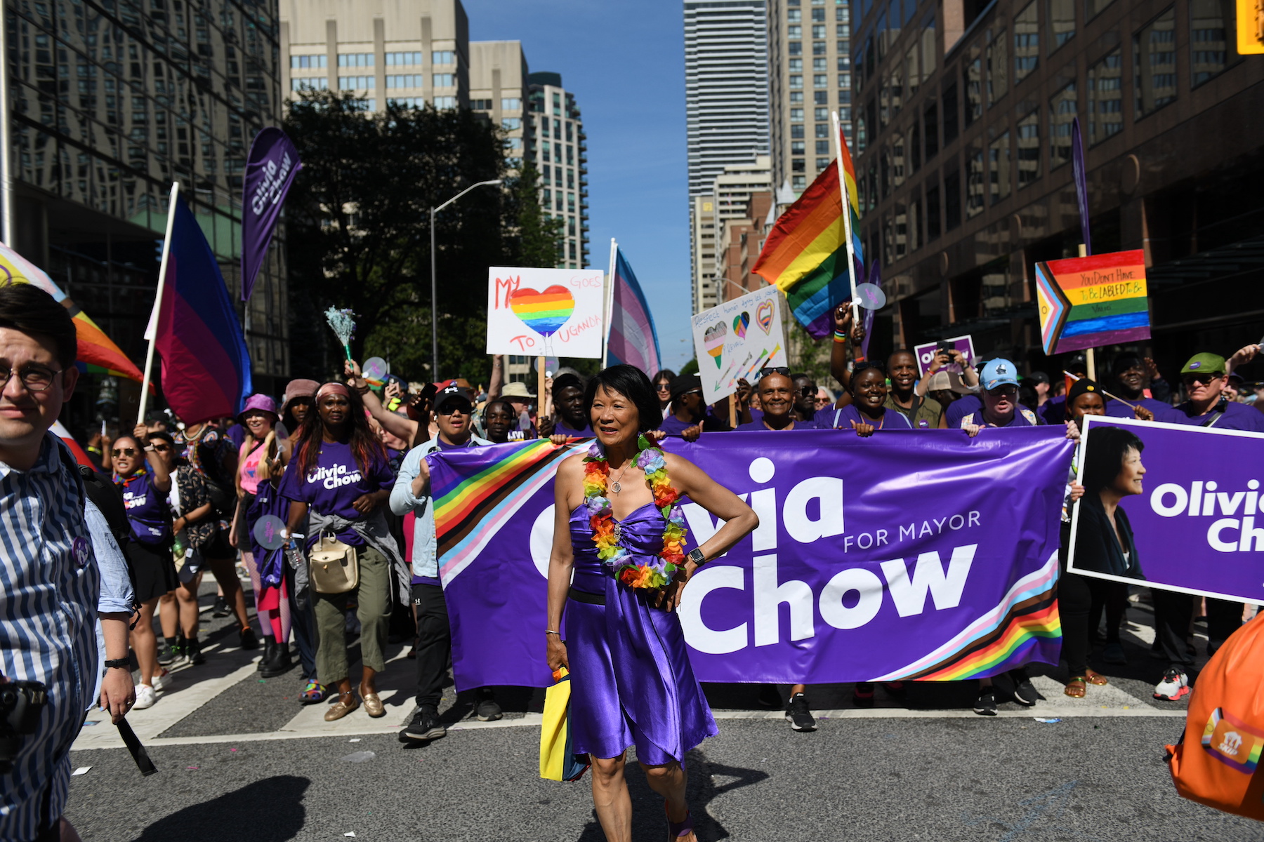 First Chinese-Canadian mayor of Toronto, Olivia Chow, attends the city's pride march