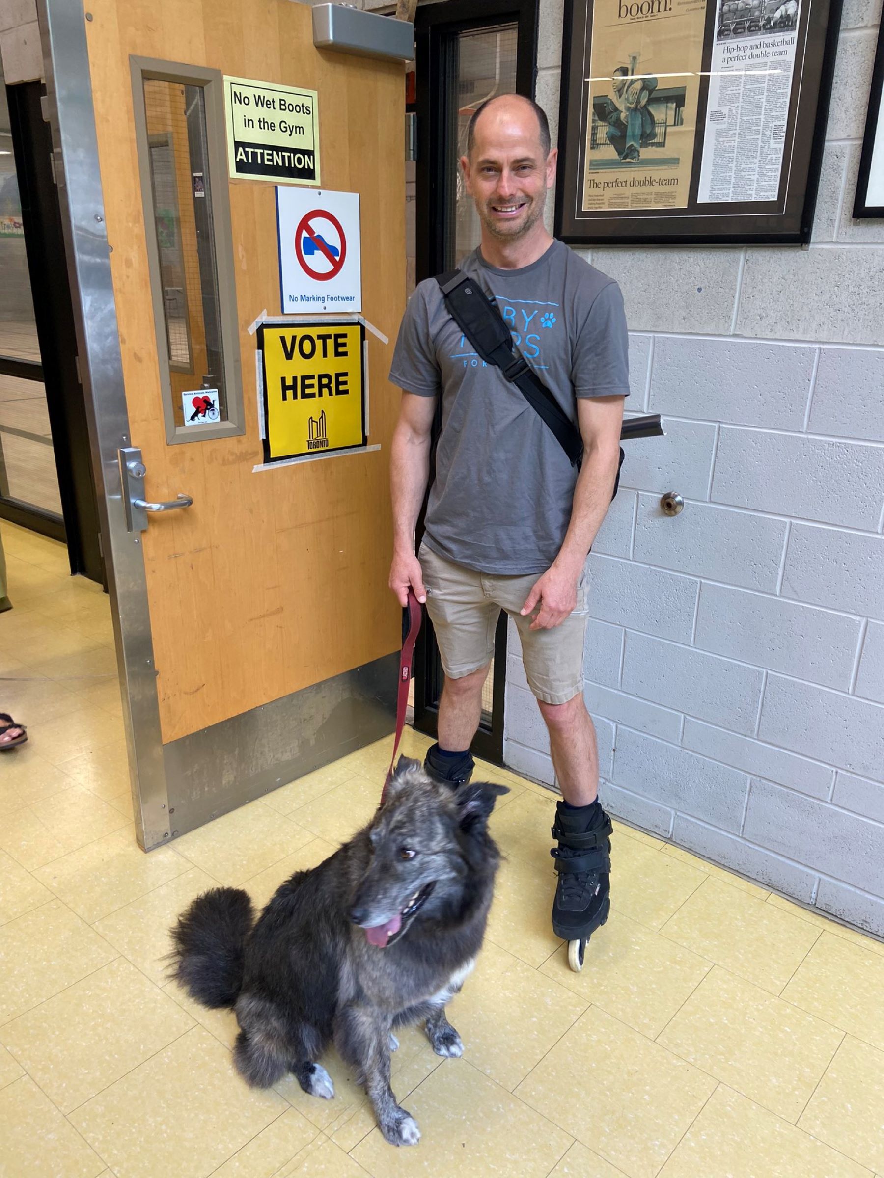 Molly and Toby Heaps show up to vote for Toronto's electoral mayor.