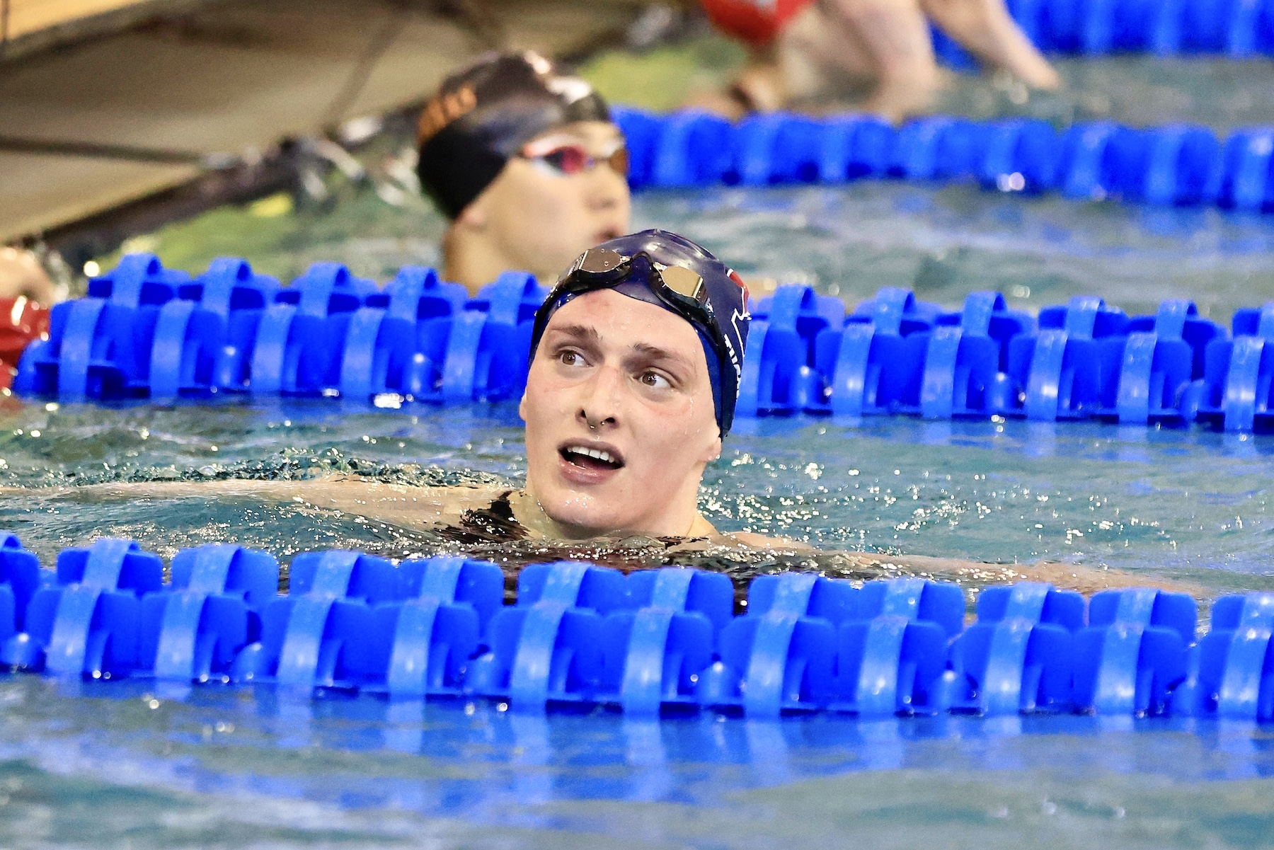 Trans swimmers Lia Thomas wins the 500-yard freestyle at the NCAA Women's Swimming Championship.