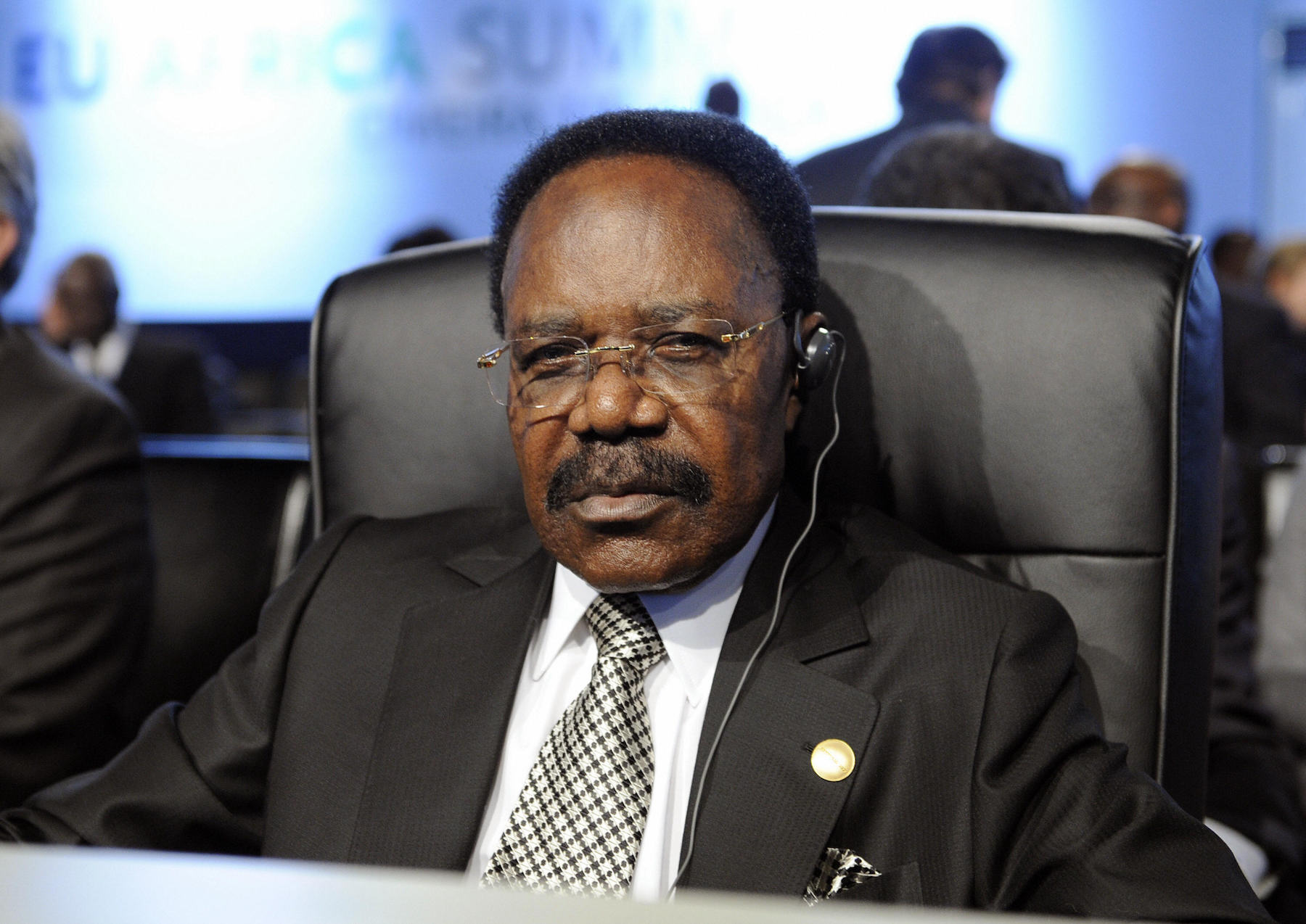 Gabon President Omar Bongo working session