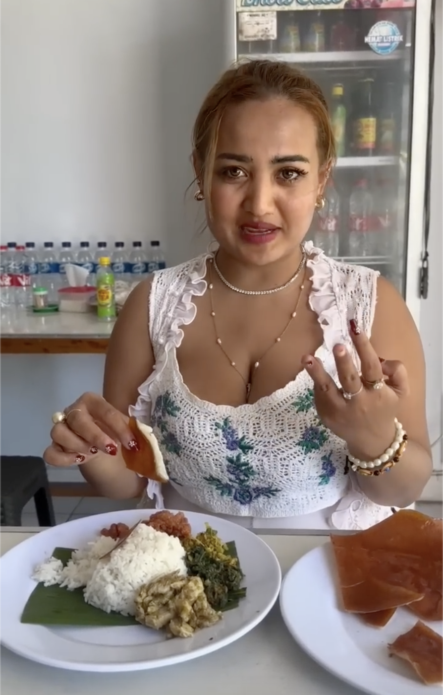 indonesian tiktoker jailed lina mukherjee eat pork