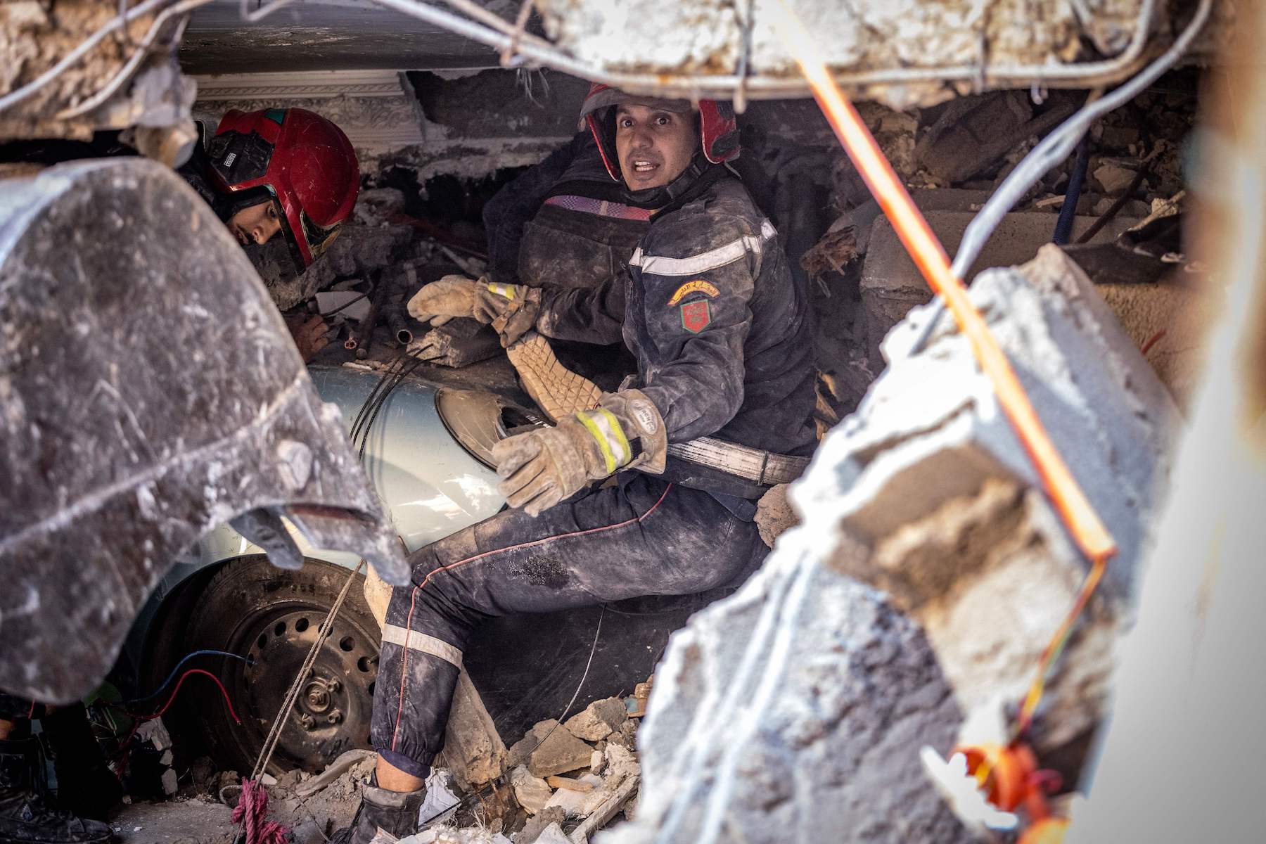 Rescue workers search for survivors after earthquake