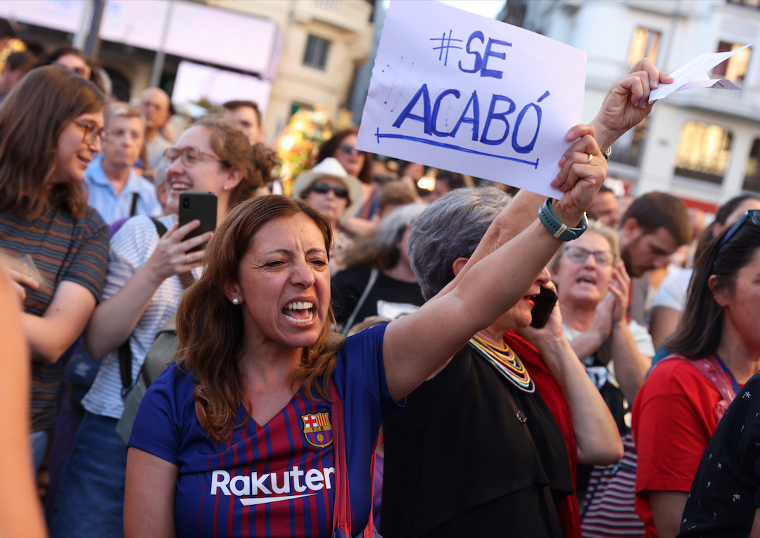 spain women protest football kiss its over luis rubiales