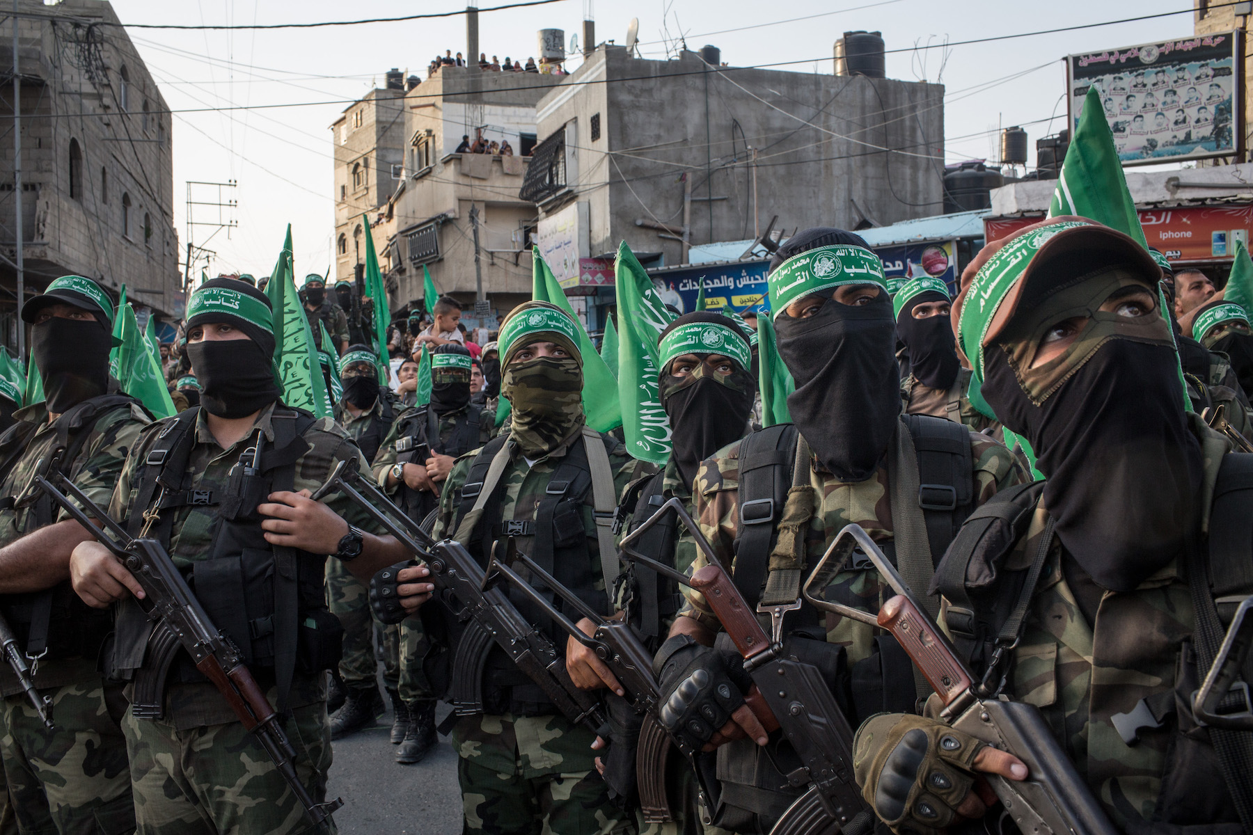 Palestinian Hamas militants during a military show